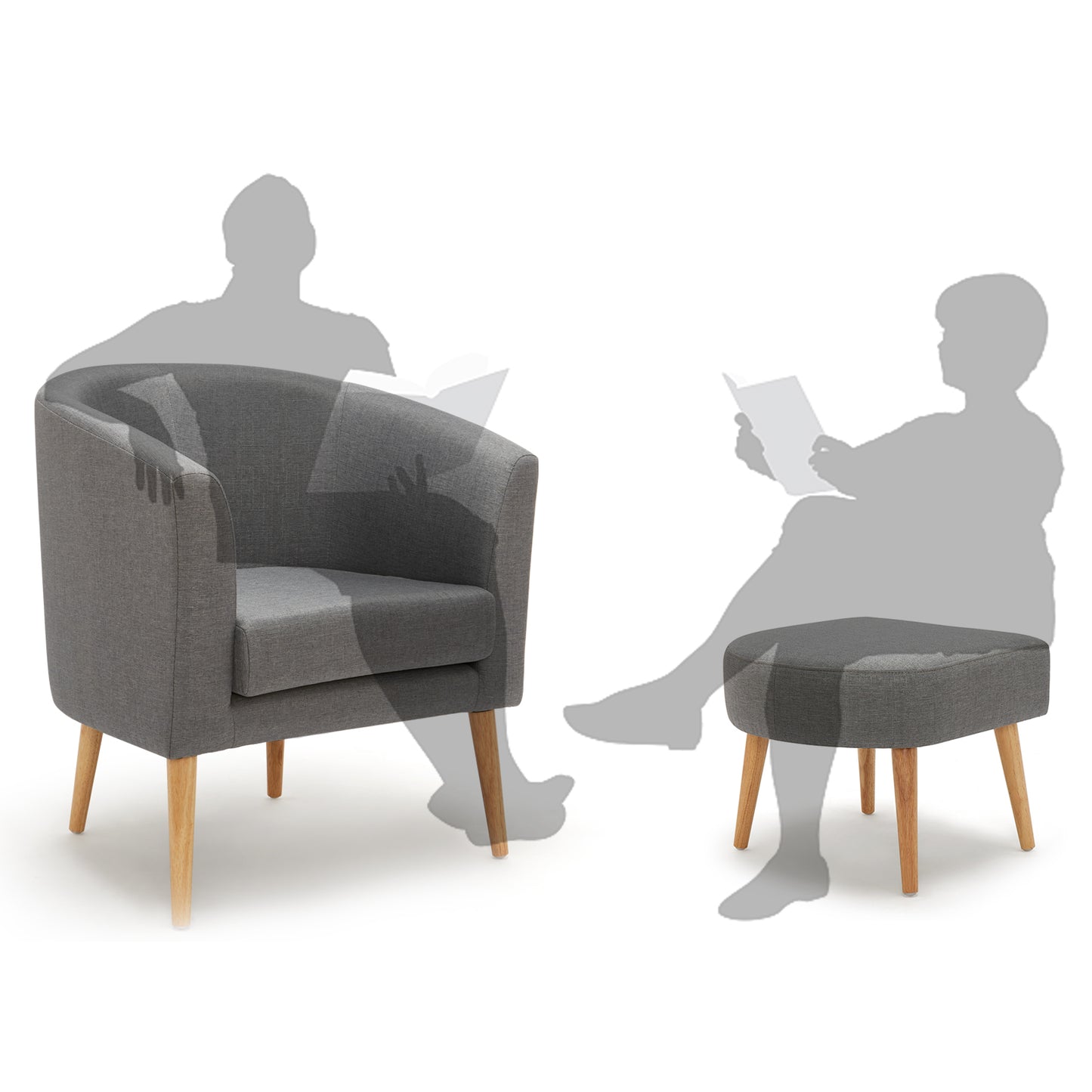 Modern Armchair Set with Dual Purpose, Equipped with Footstool