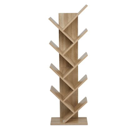 Bookcase, Standing Shelf, Tree Shaped Storage Rack 9 Tier for CDs