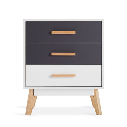 Storage Cabinet, White and Grey, with 3 Drawers