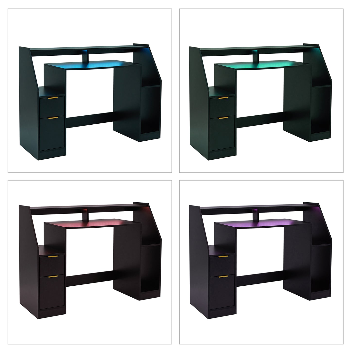 LED Computer Table, Black colour, with 2 Doors