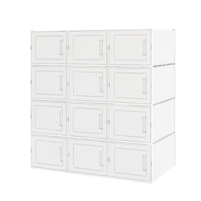 Stackable and Transparent Shoe Box, 12 Cubes, White