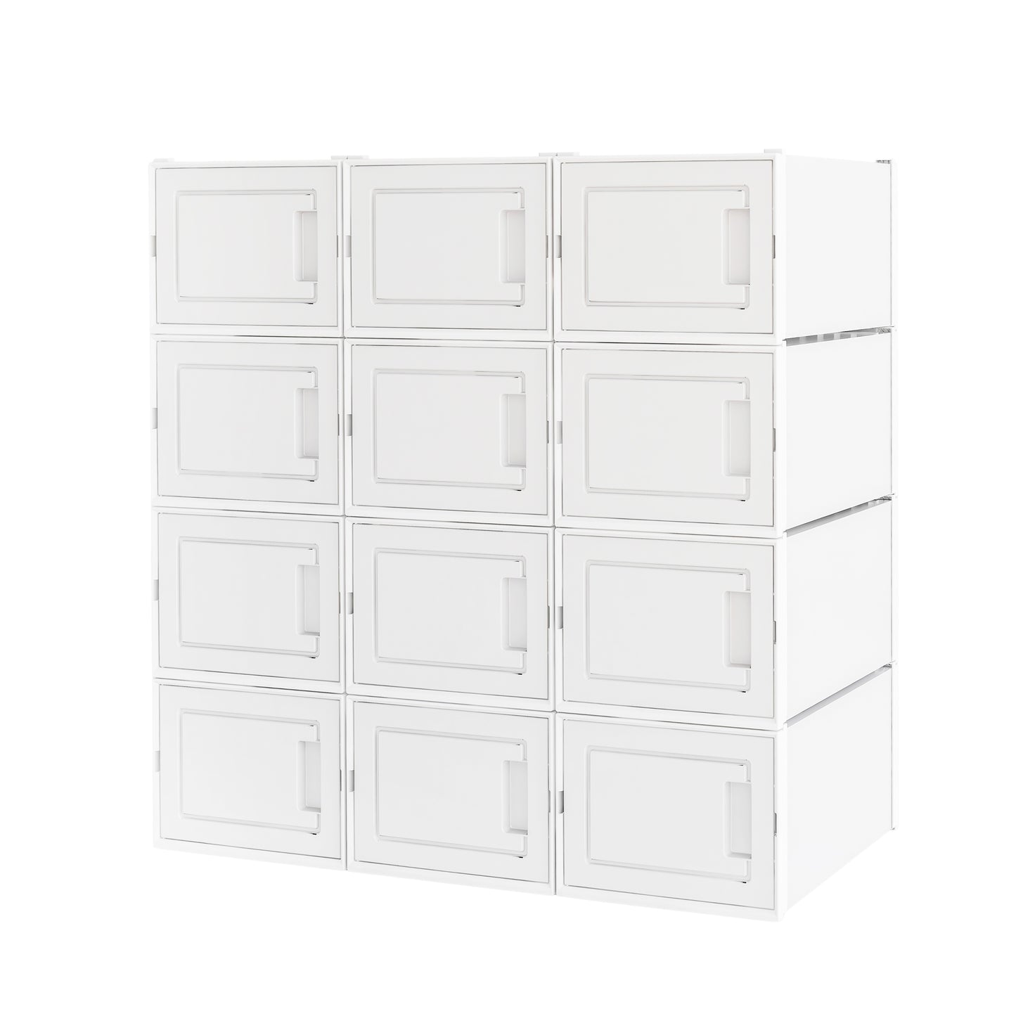 Stackable and Transparent Shoe Box, 12 Cubes, White