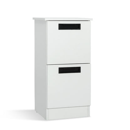 Freestanding Bathroom Cabinet, 2 Drawers and Black Pulls