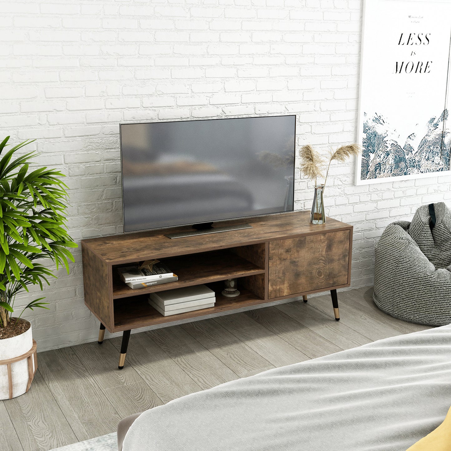 Retro and Industrial TV Cabinets, Antique Wood Grain Color, Single Door