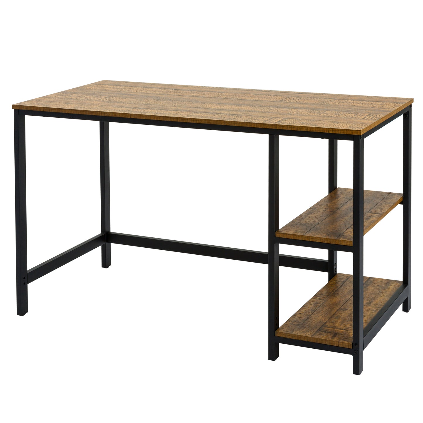 Retro Industrial Computer Table for Home Office, with Open Storage Spaces