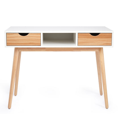 Desk Computer Table¡ê?White and Oak¡ê?with 2 Drawers 1 Storage Unit