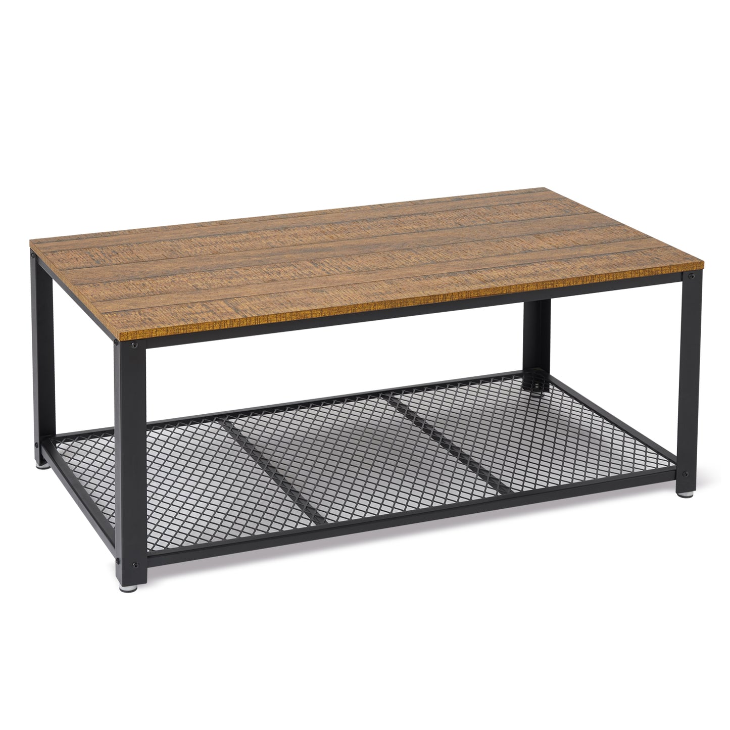 Retro Industrial Coffee Table, Antique / Warm Grey Wood Grain Color