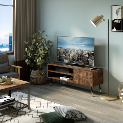 Retro and Industrial TV Cabinets, Antique Wood Grain Color, Single Door