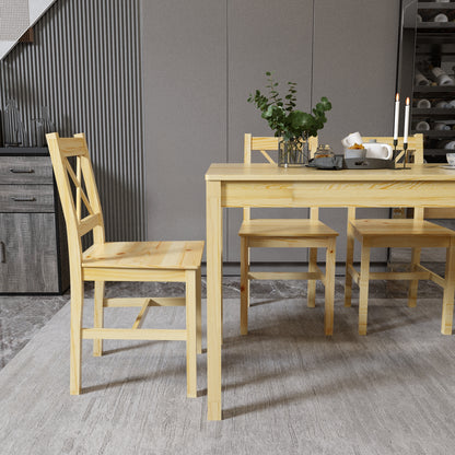 Dining Table with 4 Wooden Chairs,Original Wood Colour