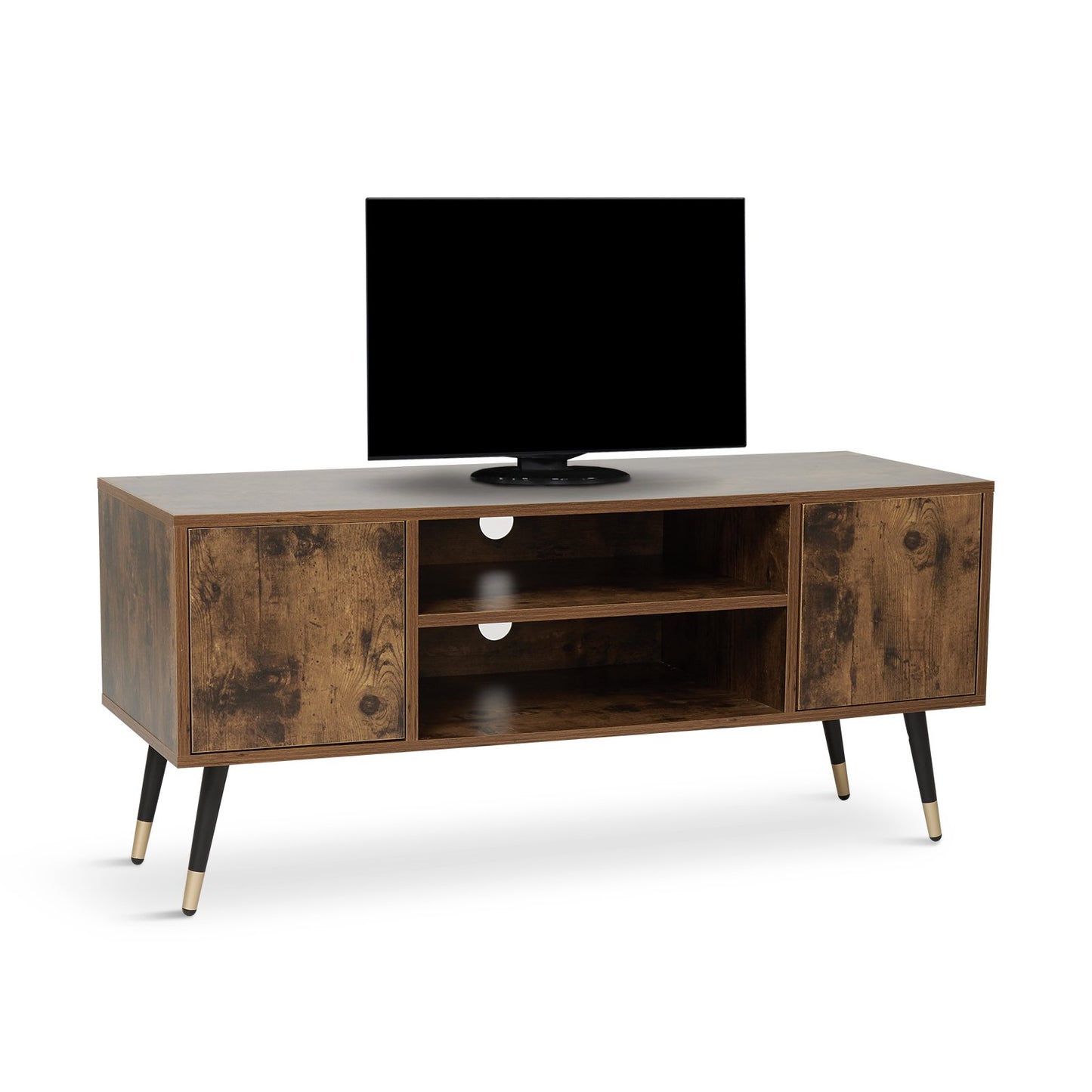 Retro and Industrial TV Cabinets, Antique Wood Grain Color, Double Doors