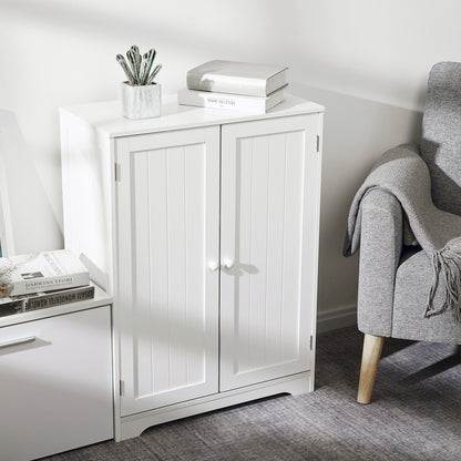 Simple High Bathroom Cabinet, White Color, 2 Doors