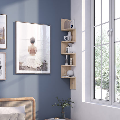 Rounded Wall Shelf, Grey and Oak, Easy to Assmeble