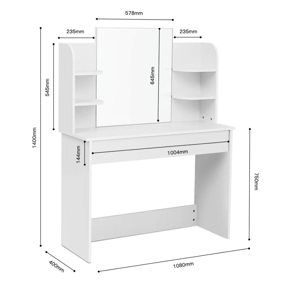 Dressing Table Set, Large Storage Space, Providing Mirror, Drawer, Stool