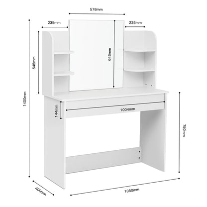 Dressing Table Set, Large Storage Space, Providing Mirror, Drawer, Stool