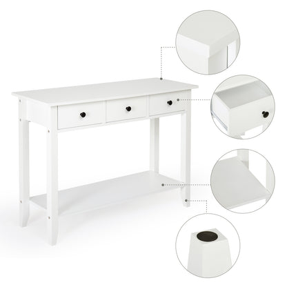 Minimalist Style Console Table,White Wooden Color, with 2/ 3 Drawers