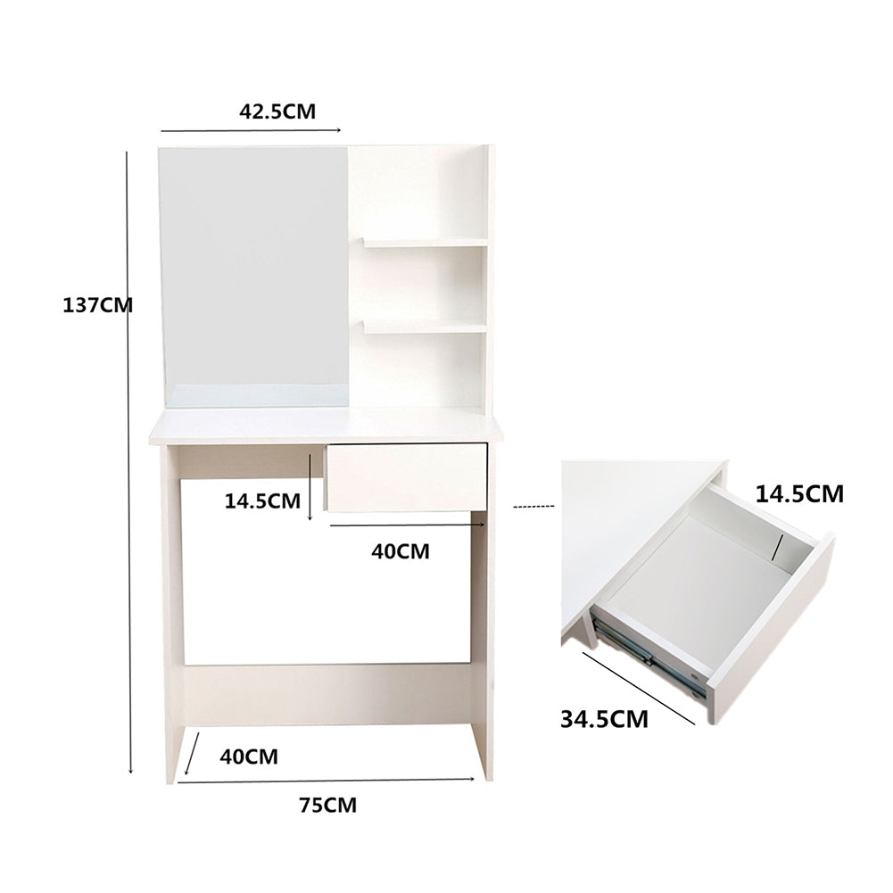 Dressing Table, Vanity Table with Mirror and Stool, Large Storage for Bedroom