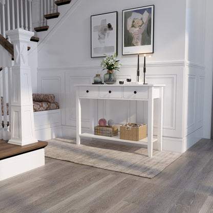 Minimalist Style Console Table,White Wooden Color, with 2/ 3 Drawers
