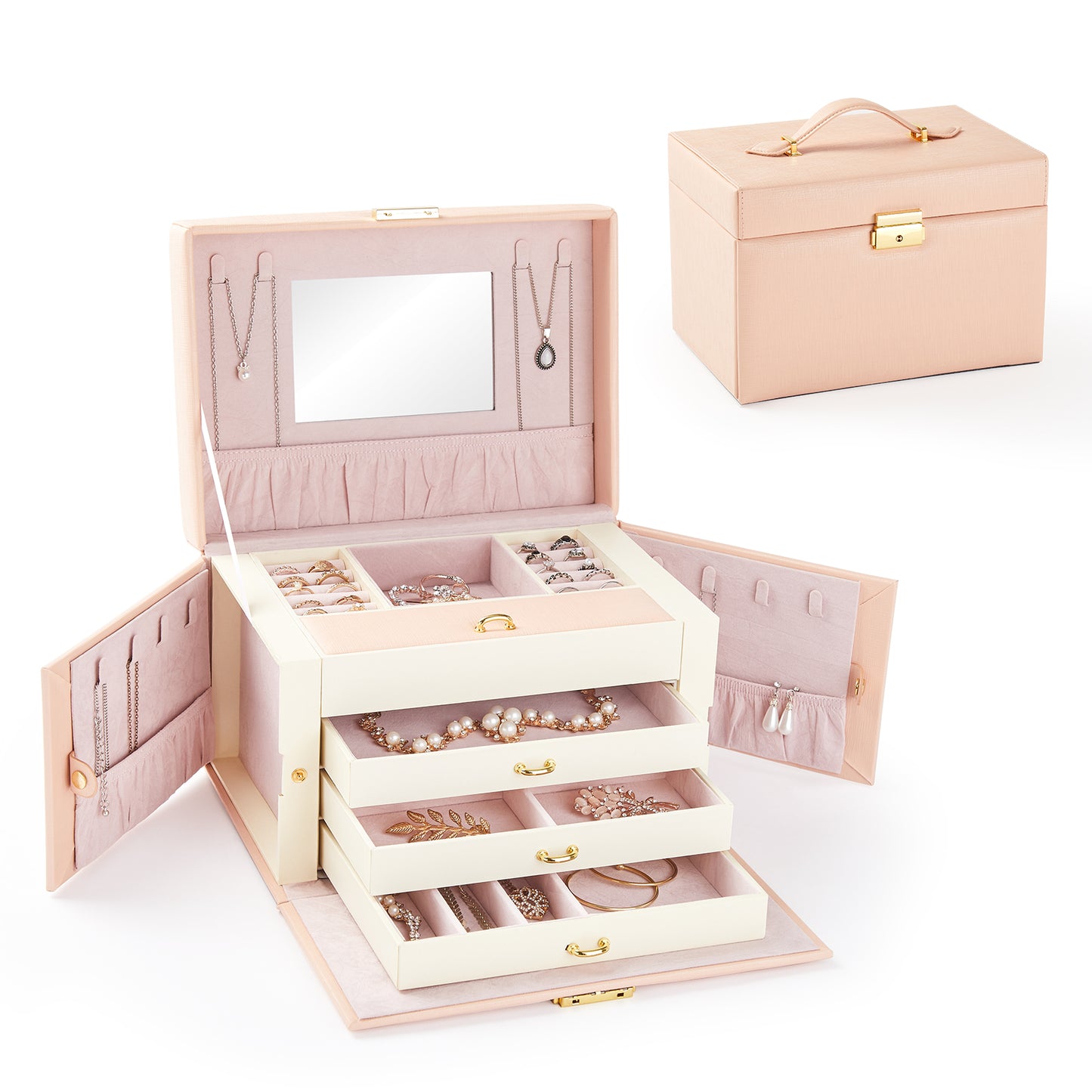 Jewellery Box, Pink/Black/Grey Color, Classic Design