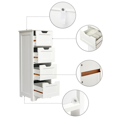 Simple Bathroom Cabinet, White Color, Single Raw and 4 Drawers