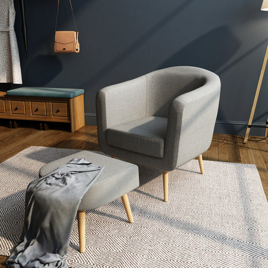 Modern Armchair Set with Dual Purpose, Equipped with Footstool