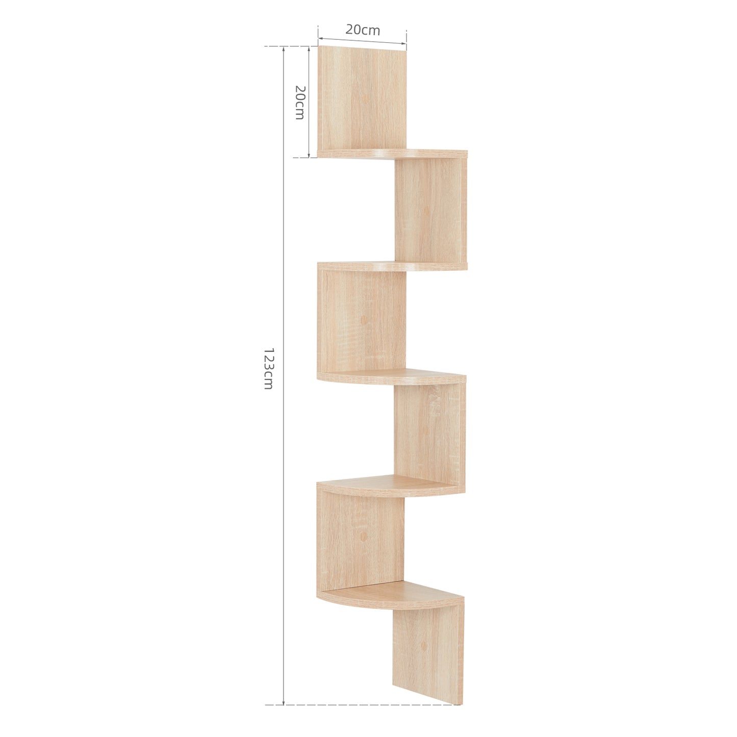 Rounded Wall Shelf, Grey and Oak, Easy to Assmeble